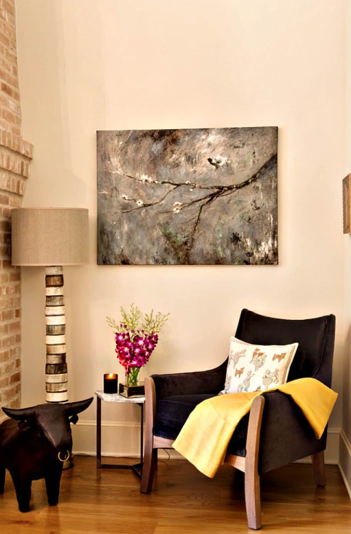 Painting company in Austin, TX completing an interior living room project with freshly painted walls and modern décor.